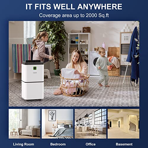 Lienuis 25 Pints Dehumidifiers For Home And Basements, Large Room, Bedroom, Bathroom, 2000 Sq. Ft. Dehumidifier With Drain Hose And Water Tank, Auto Or Manual Drainage, 12H Timer, Auto Defrost, Child Lock #TOP6