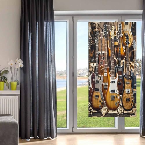 Cortina opaca para puerta decorativa de guitarra para estudio musical 6