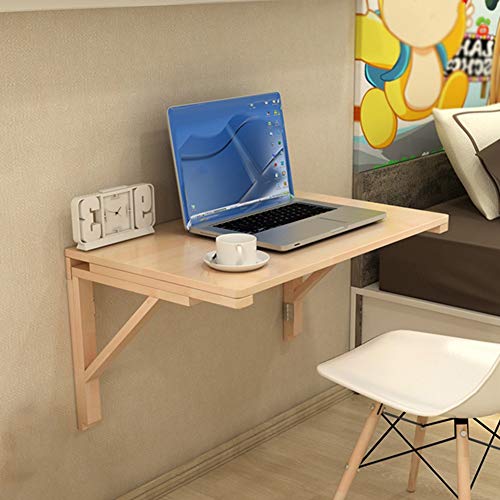 Table pliante murale pin stable 60x40 bureau ordinateur rangement multifonction - 5