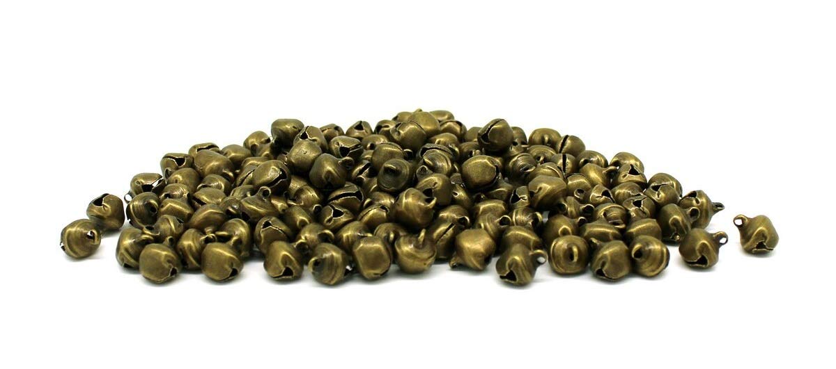 First Steps Bronze 50 X 6Mm ® Extra Small Tiny Metal Jingle Style Bells Antique Cards Crafts Charms