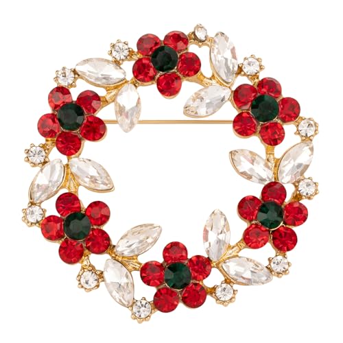 Image of Womens Wreath Flower Brooch Pin Crystal Brooch for Women