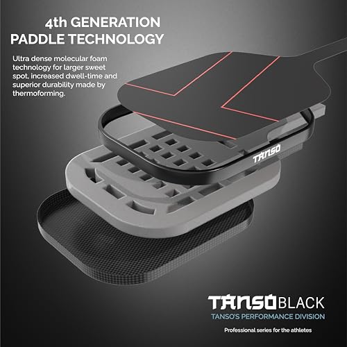 Image of TANSO Black Vapour Gen IV Professional Pickleball Paddle | 3 Layer Infused Foam Core | Micro-Textured Pro Spin Surface | Power Performance Paddle