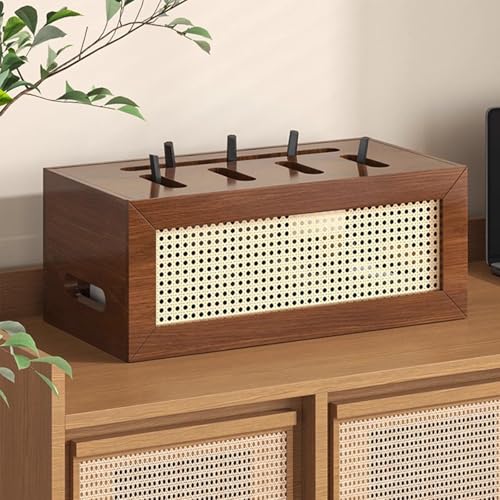 Caja para enrutador WiFi y organizador de cables de madera para el hogar 3