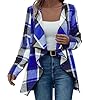 Cardigan Leggero Donna Autunno,Cardigan Lungo Aperto a Quadri con Maniche Lunghe,Maglione Aperto avc Orlo Irregolare,Capispalla Donna Primaverili Casual e alla Moda