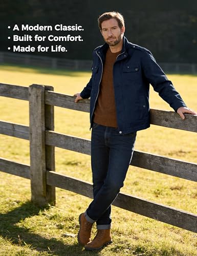 Image of wantdo Men's Cotton Lightweight Military Jacket Casual Windbreaker | Zipper and Snap Closure,Windproof,Stand Collar,Regular Fit,Versatile Outerwear,Spring Fall Daily Wear