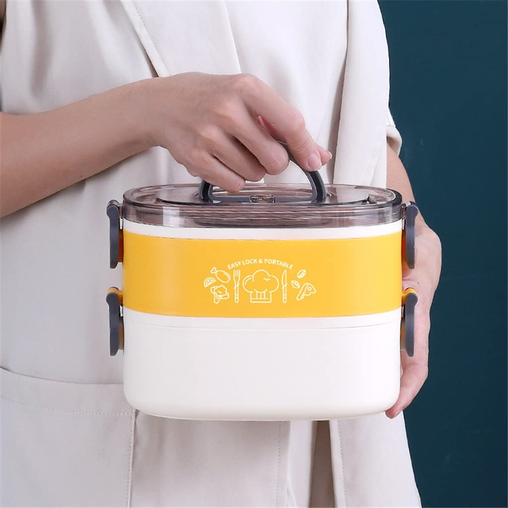 Scatola di Pranzo in Acciaio Inox Portatile DOPPIATORE Layer Set di stoviglie Set Bento Ufficio Lavoratori Bento Box Carrying Bento Box(3-Pack)