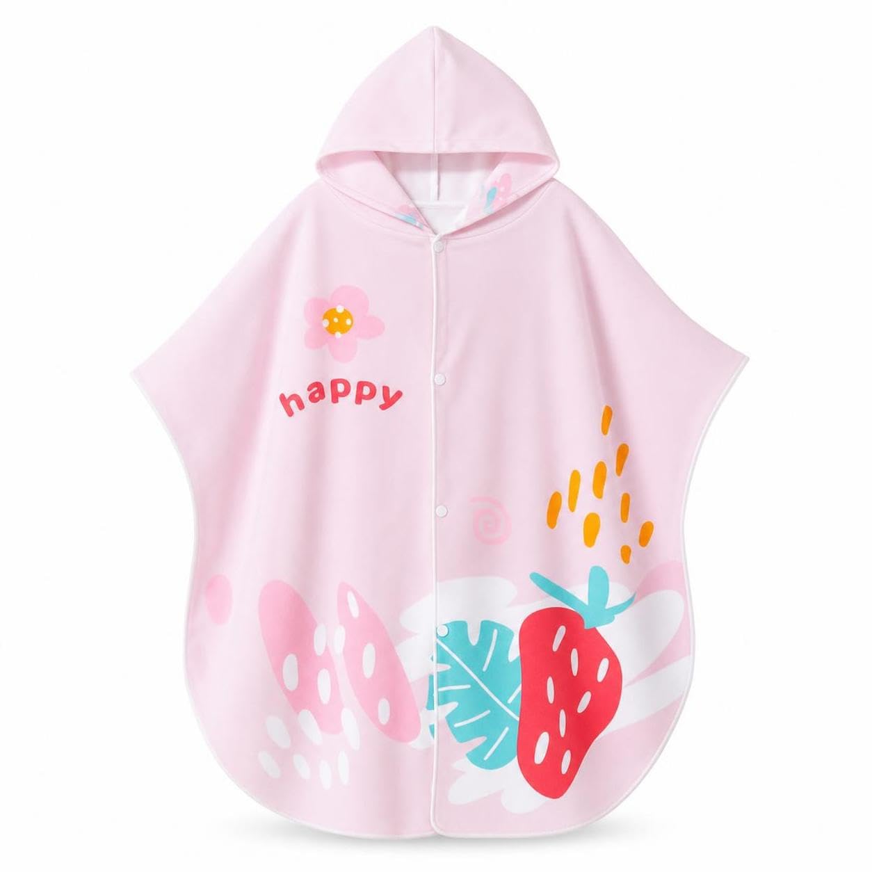 Badetuch mit Kapuze, Schnelltrocknend Strand für Mädchen und Jungen, Handtuch mit Kapuze, Erdbeerrosa, L-Größe【Geeignet für Körpergröße 115-150cm】
