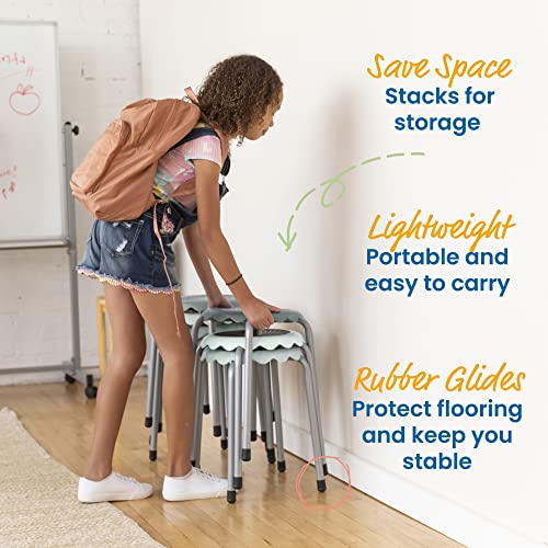 Image of ECR4Kids Daisy Stackable Stool Set, Flexible Seating, Light Grey, 8-Piece