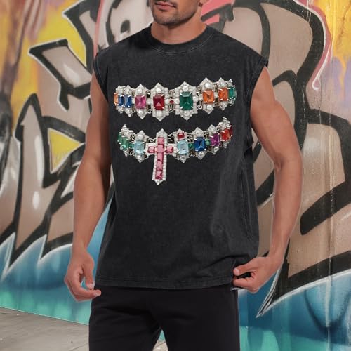 Mens Vintage Graphic Tank Y2k Hip Hop Sleeveless Shirts for Men Acid Wash Retro Distressed Streetwear Vest Tops4