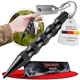 ascaipe Kubotan Selbstverteidigung Schlüsselanhänger Glasbrecher | Survival Schlagstock legal | EDC Schlagring Druckverstärker RaptorGrip | für Frauen & Männer, Pendler & Reisen | Black - L (14cm)