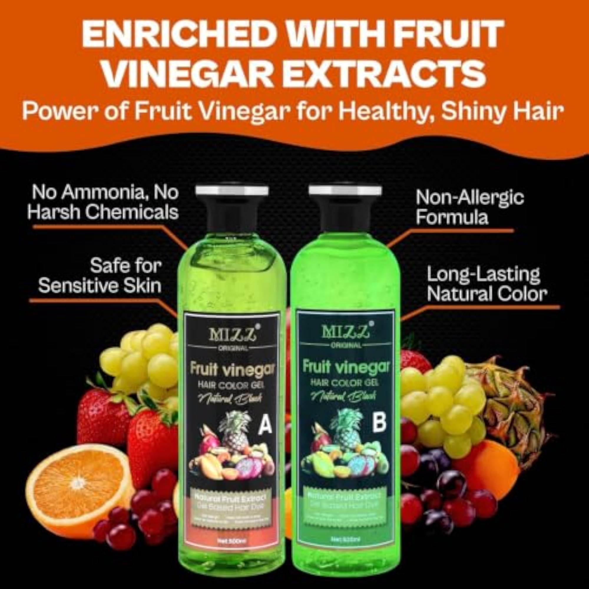 Mizz Natural Fruit Vinegar Hair Dye Color for Both Men & Women