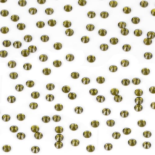 Image of Bymitel Hotfix Crystal Rhinestones Round Gems Iron on DIY Jewelry Making Flat Back for Crafts,Olivine, 2.8mm(SS10 /2880pcs)