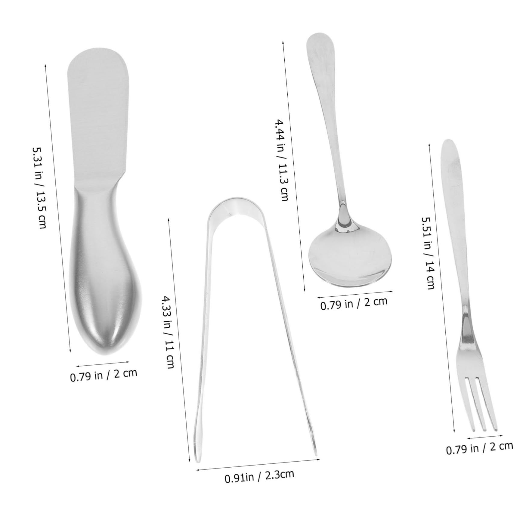 Cabilock 1Set Stainless Steel Cheese Utensils Ergonomic Handles Cheese Spreader Fork and Tongs for Home Kitchen Use Easy to Clean and Maintain for Cheese