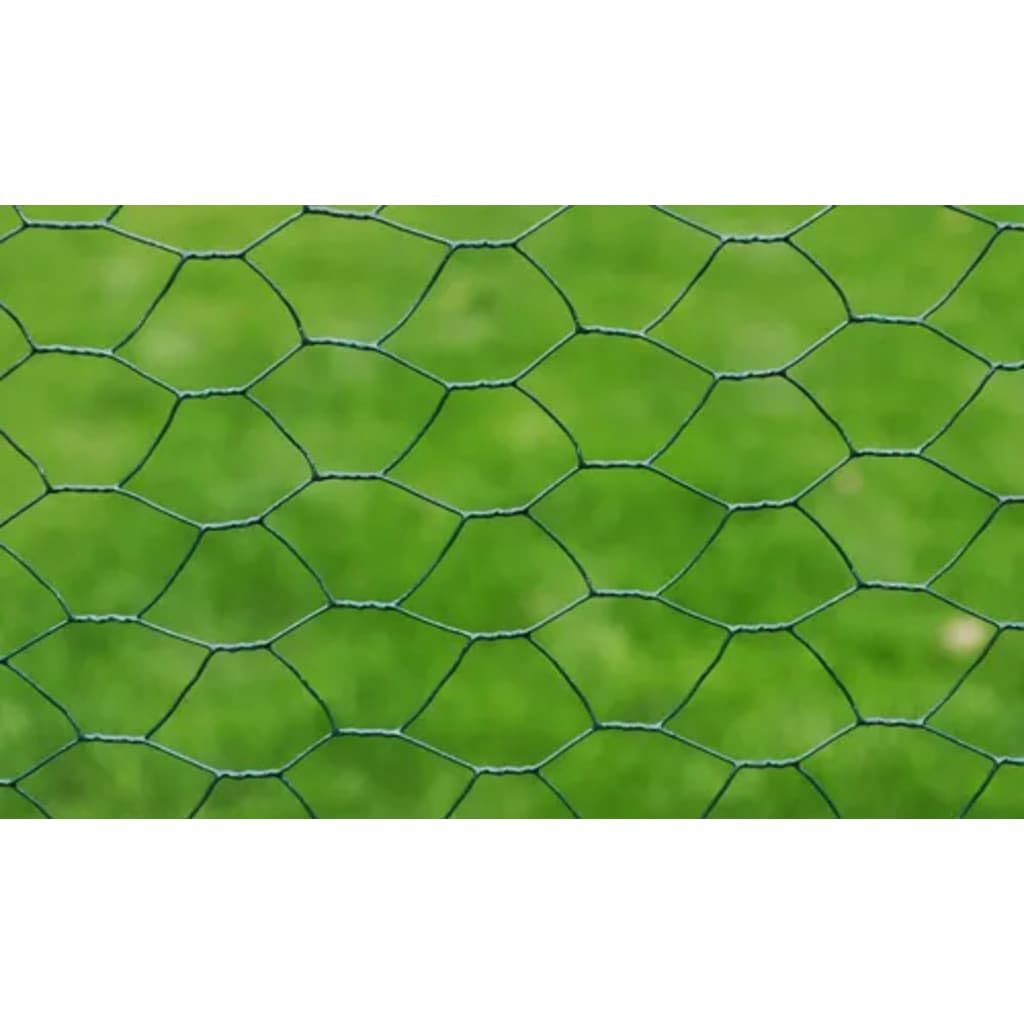 Rouleau de grillage pour poulailler - 25 m - En acier revêtu de PVC - Hexagonal - Pour clôture de jardin - Utilisation extérieure pour chiens, plantes et volailles
