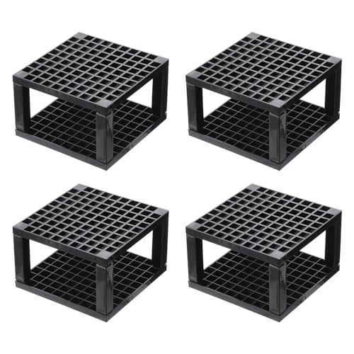 Image of PATIKIL 4pcs Black Plastic Paint Brush Storage Organizer, 96 Holes, Square, Minimalist, Artist Desk Makeup Pencil Holder