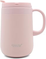 Vista 8 de Taza de café aislada de acero inoxidable de 11 oz / 330 ml con asa, vaso de doble pared con 2 tapas, color negro