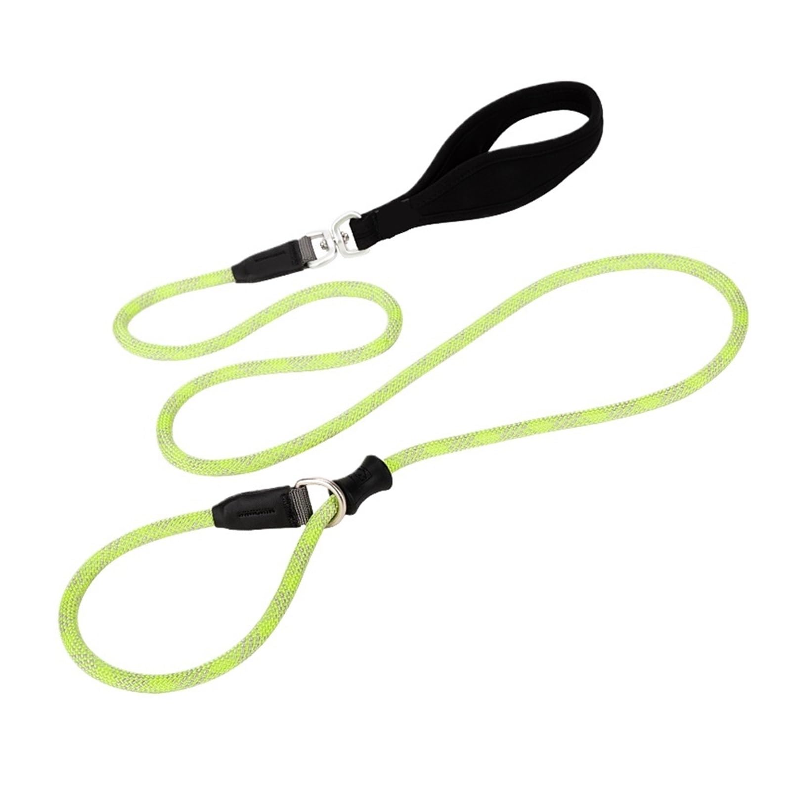 Laisse et collier pour chien L jaune néon résistant et anti-traction