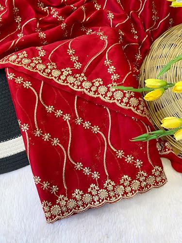 Heavy Rangoli Silk Saree with Sequence Work All Over | 5.5 Meter Saree with 0.80 Meter Running Embroidery Blouse Piece - Image 5