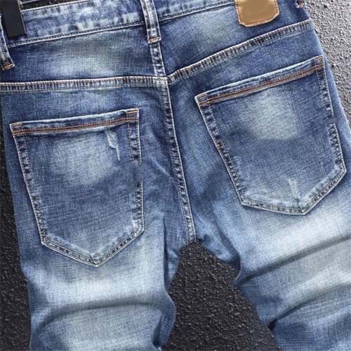 Men's Fashion Jeans Retro Washed Stretch Slim Fit Ripped Embroidered Vintage Denim Pants3