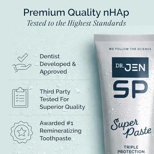 Image of Dr. Jen Super Paste Toothpaste with 10% Premium Nano Hydroxyapatite, Fluoride, Xylitol & Glycerin for Daily Oral Care, Designed for Sensitive Teeth, Vegan, Travel Essentials, Cool Mint Flavor, 1 Pack