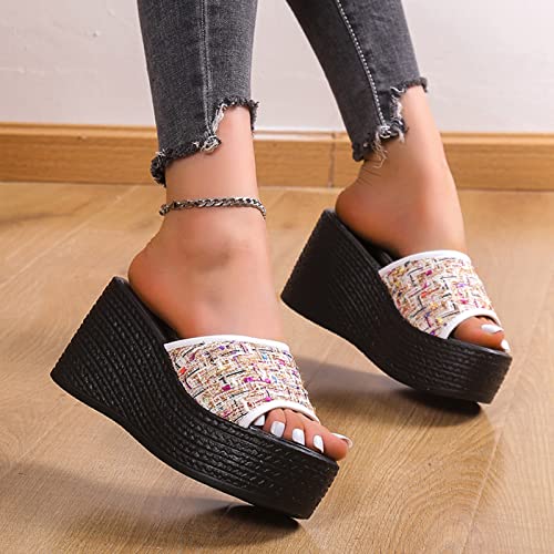 Slide compensées femme été pantoufles à plateforme et mules plates