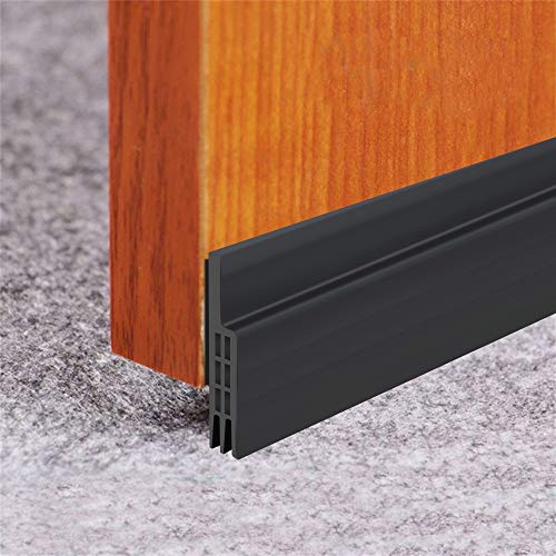 Image of Self-Adhesive Door Draft Stopper - Strong Under Door Silicone Sweep, Weather Stripping Insulation, Noise and Dustproof Bottom Seal Strip, 2 inch Width X 39 inch Length (Black)