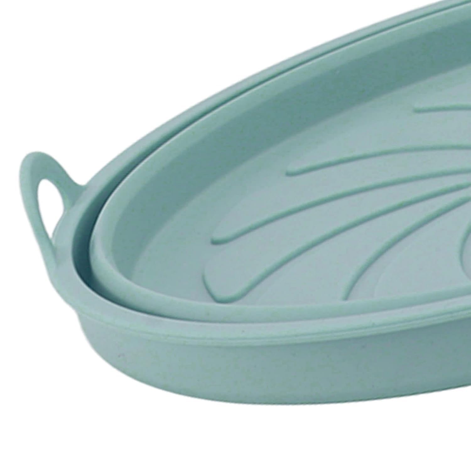 CEPLO Washable Air Fryer Silicone Pot with Ear Handles, Air Fryer Liner Silicone Baking Tray Easy to Clean, 6.5 in Bottom, Nonstick Reusable Air Fryer Basket, Heat Resistance 1 Piece (GREEN) 1