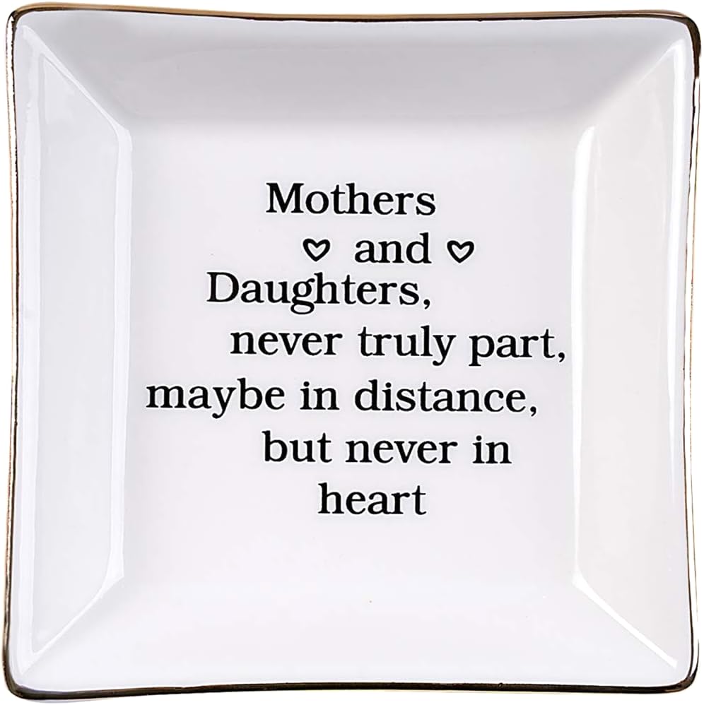 Ueerdand Gift for Mom from Daughter, Mother's Day, Christmas, Thanksgiving, Birthday Gift for Mother and Daughter Ceramic Ring Dish Decorative Jewelry Tray