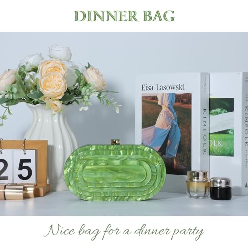 Image of Fecialy Acrylic Evening Clutch Bag for Women Shell Shape Handbags Marbling Purse Formal Party Bridal Wedding Crossbody Bag