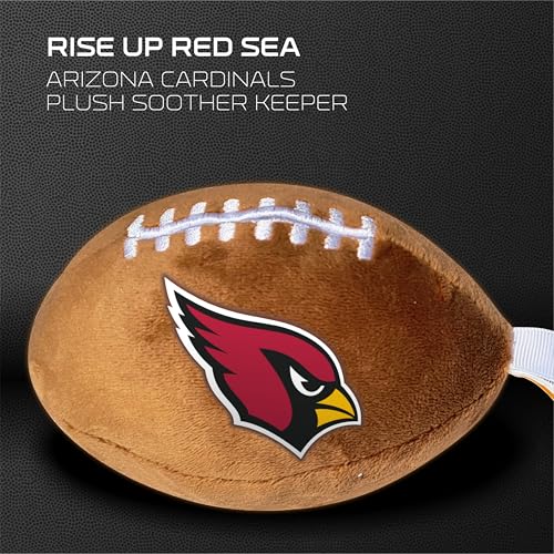 Image of Arizona Cardinals Plush Football Pacifier Holder by Smilo - Officially Licensed NFL Soother Holder - Soft Plush Toy and Dummy Holder - Fits Any Pacifier - Stroller Accessory & Newborn Essential