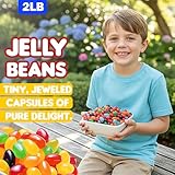Jelly Beans – 2 lb Bulk Bag | Assorted Flavors: Strawberry Orange, Blue Raspberry, Watermelon, Grape, & Apple | Perfect for Candy Lovers, Parties, Easter & Gifting