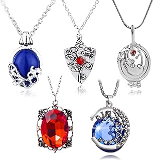 HJYZY 5 pcs Vampire Diaries Jewelry Daywalking Katherine Sapphire Elena Gilbert Opening Vervain Locket Necklace Galaxy & Crescent Cosmic Moon and Bonnie Pendant Necklace