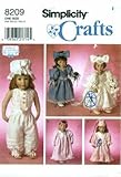 Simplicity 8209 Crafts Sewing Pattern 18 inch Doll Clothes