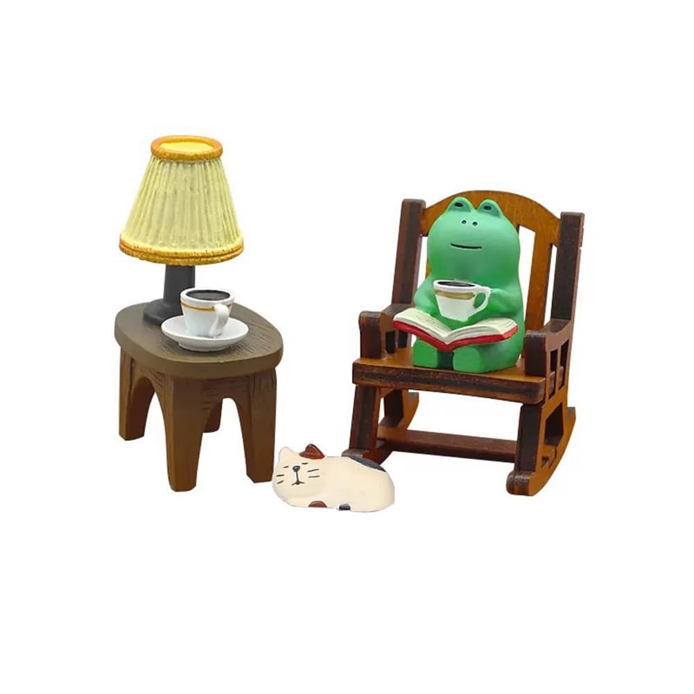 CTRLZS Cartoon Frog Rocking Chair Table Lamp Ornament Miniatures Figurines Cute Ornaments Desktop Crafts Home Decor