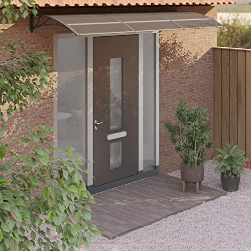 Gecheer Tettoia per Porta, Tetto Policarbonato, Nera 300x100 cm