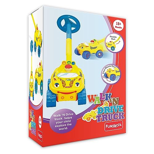 Funskool Giggles, Walk N Drive Plastic Truck, Push And Drive Car, Encourages Walking and Pretend Play, 18 Months & Above, Infant And Preschool Toys, Multicolour