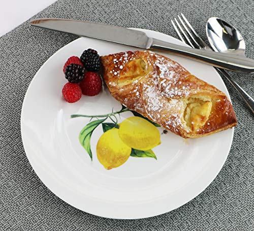 Reston Lloyd Fresh Lemons, 6Pc Melamine Salad Plate Set, White, Lemon, Green (72419Set) #TOP3