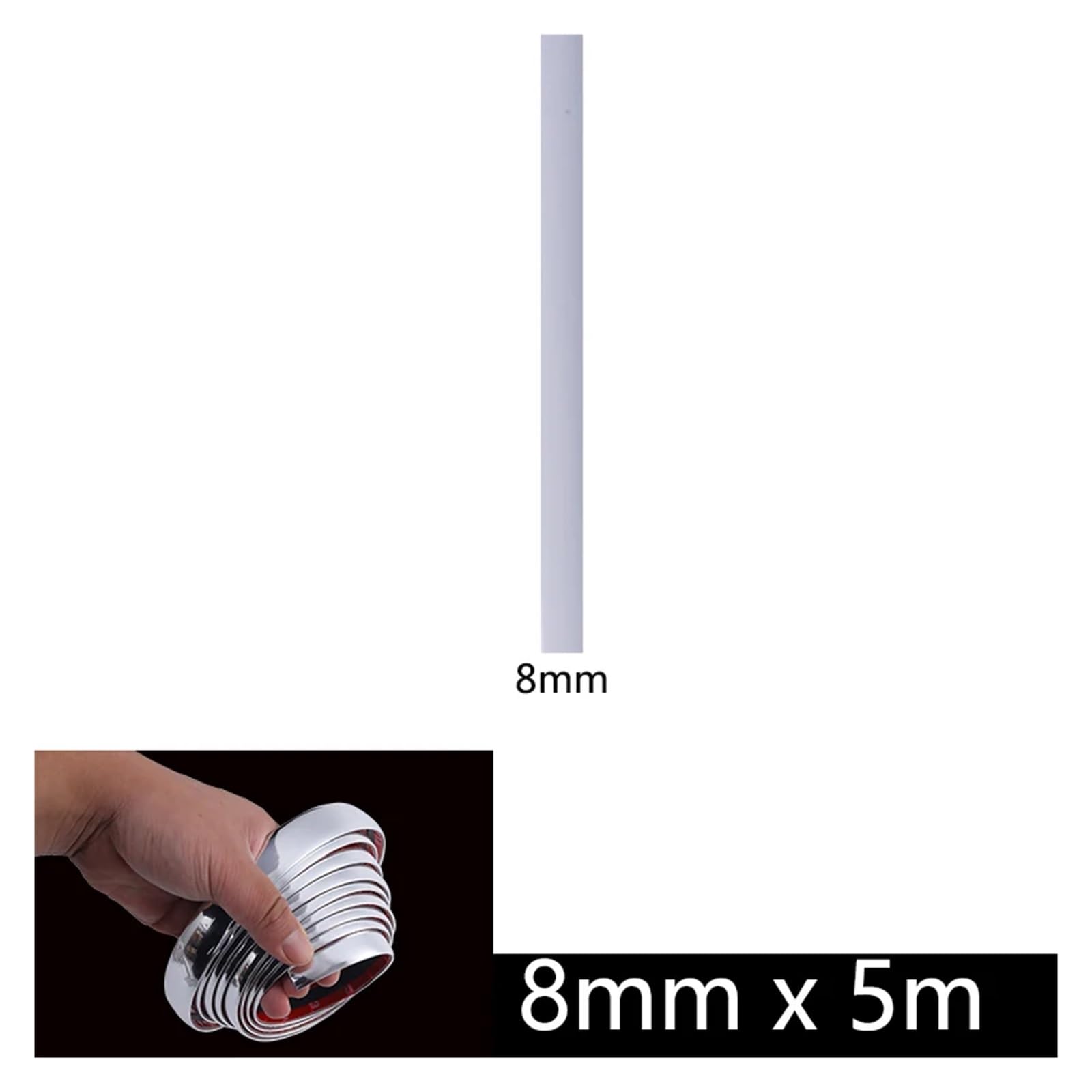 ZHGUIMING Pegatinas protectoras for puerta de coche, moldura cromada de 3 m/5 m, cinta anticolisión for parachoques, placa protectora for borde de puerta(8mm x 5m)
