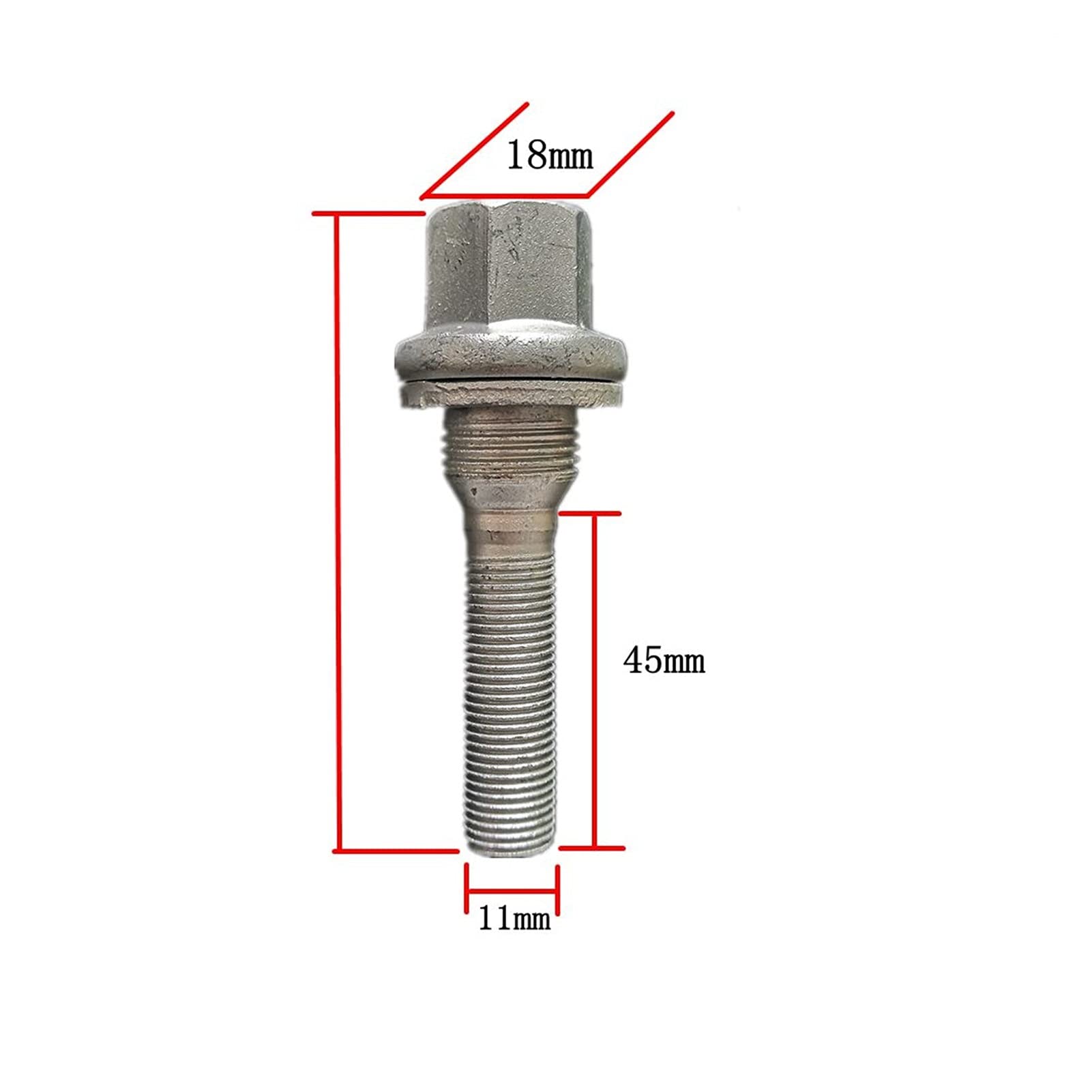 Ecrou Antivol,Boulon de Roue,Goujon de Roue M12 X 1.25 Roue Longues Longues Boulons De Siège Plat Lave-Linge Pneus Utilisation Adaptée pour Citroen Peugeot 301 3008 308 406 607(16 PCS)