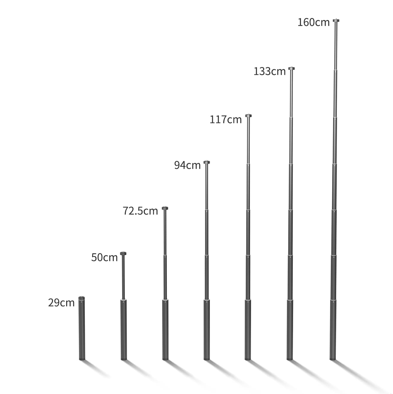 Bastone selfie per smartphone: bastone per selfie extra lungo 160 cm con supporto per telefono inclinabile ST-06S – pellicola verticale e orizzontale – alluminio stabile – nero