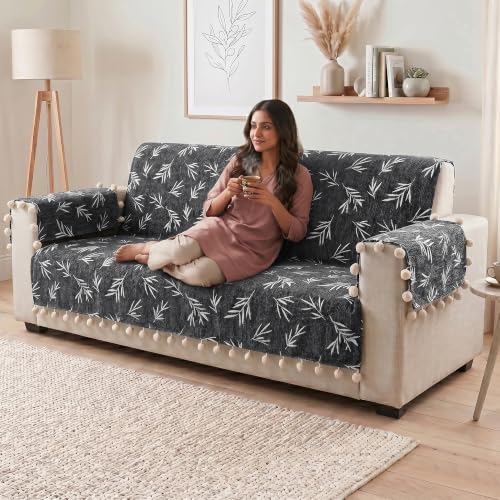 Image of Story@Home Chenille Sofa Cover 5 Seater Fully Covered | Sofa Cover 3 1 1 Seater Full Set - Sofa Mat with Sofa Back Covers and ArmRest Covers | Specially for 3+1+1 Configuration - Multi Color