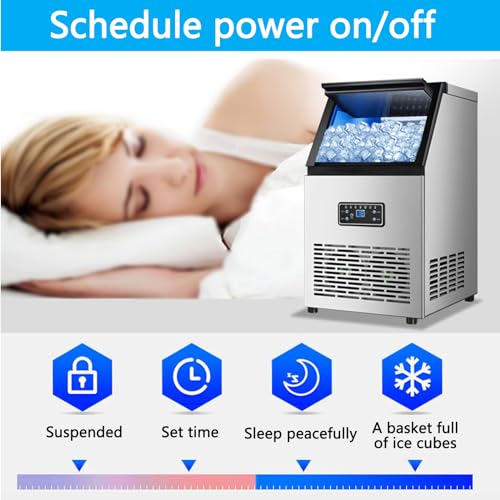 Máquina comercial de hielo, capacidad 80kg/24H acero inoxidable miniatura 7