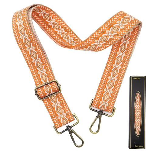 Image of LEMEDE Purse Strap Adjustable Replacement Crossbody Bag Straps Retro Jacquard Embroidery Shoulder Straps for Shoulder Bag