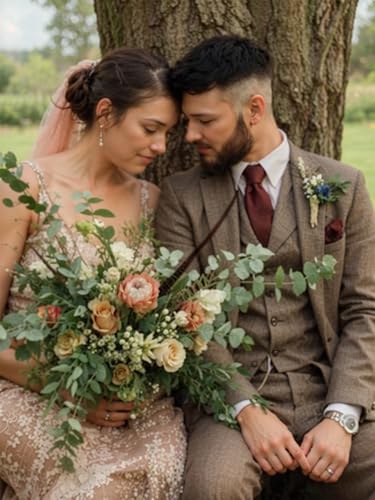 Men's 3 Pieces Suit Retro Slim Fit Suit Wool Tweed Herringbone Business Formal Suit Wedding Party Tuxedos3