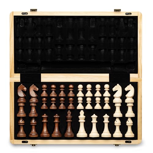 A&A Jeu d'échecs magnétique pliable en bois de 38,1...