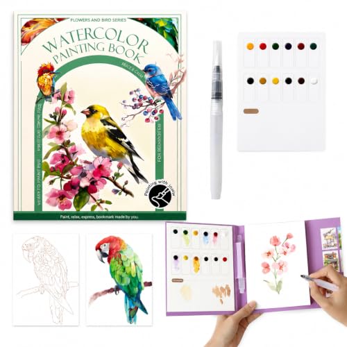 Image of CRAFTMATE Pocket Watercolor Painting Book | Paint with Water Coloring Books for Teens and Adults | Travel Arts and Crafts Kit for Kids and Adults