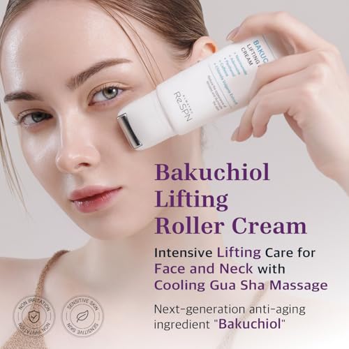 AlwayNu Re.SPN Re.SPN Bakuchiol Lifting Roller Cream – For Wrinkles, Lifting & Pore Tightening on Face & Neck with Gua Sha Applicator, Vegan, Natural Retinol, Niacinamide, K-Beauty (1.69 fl oz)