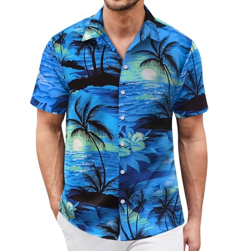 Hawaiian Shirt for Men Short Sleeves Tropical Printed Casual Button Down Summer Beach Floral Shirts