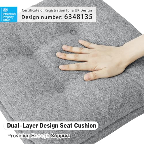 TANYOO Chair Pads for Dining Chairs 2 Pack, Tufted Memory Foam Kitchen Seat Cushions, Non-Slip Dining Chair Cushions with Ties, 42x41x7cm, (2, Grey) - Cosy Home Interiors TANYOO Chair Pads for Dining Chairs 2 Pack, Tufted Memory Foam Kitchen Seat Cushions, Non-Slip Dining Chair Cushions with Ties, 42x41x7cm, (2, Grey) - Image 6