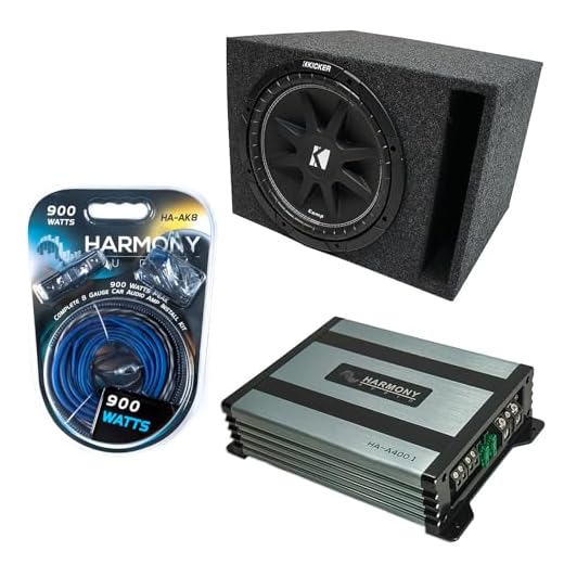 Kicker Bundle Compatible with Universal Vehicle 43C124-N Single 12" 150W Loaded Sub Box Enclosure with 43DXA1252 2Ch 240W Amp